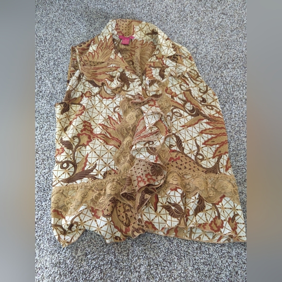 Vintage Sunny Leigh EUC Ruffled Sleeveless Blouse. Size Medium. - Picture 8 of 9